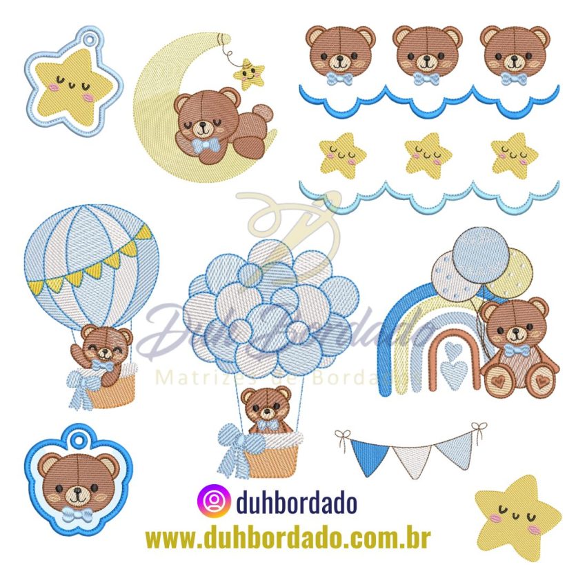 Coleção Matrizes de Bordados Ursinho Sonhador Completa
