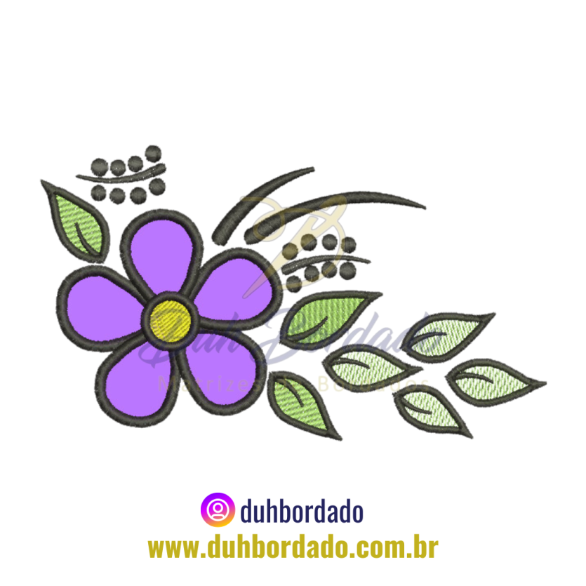 Matriz de Bordado Floral Aplique