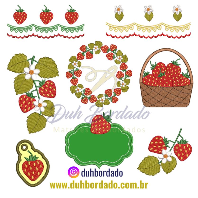 Coleção Matrizes de Bordados Morangos Completa