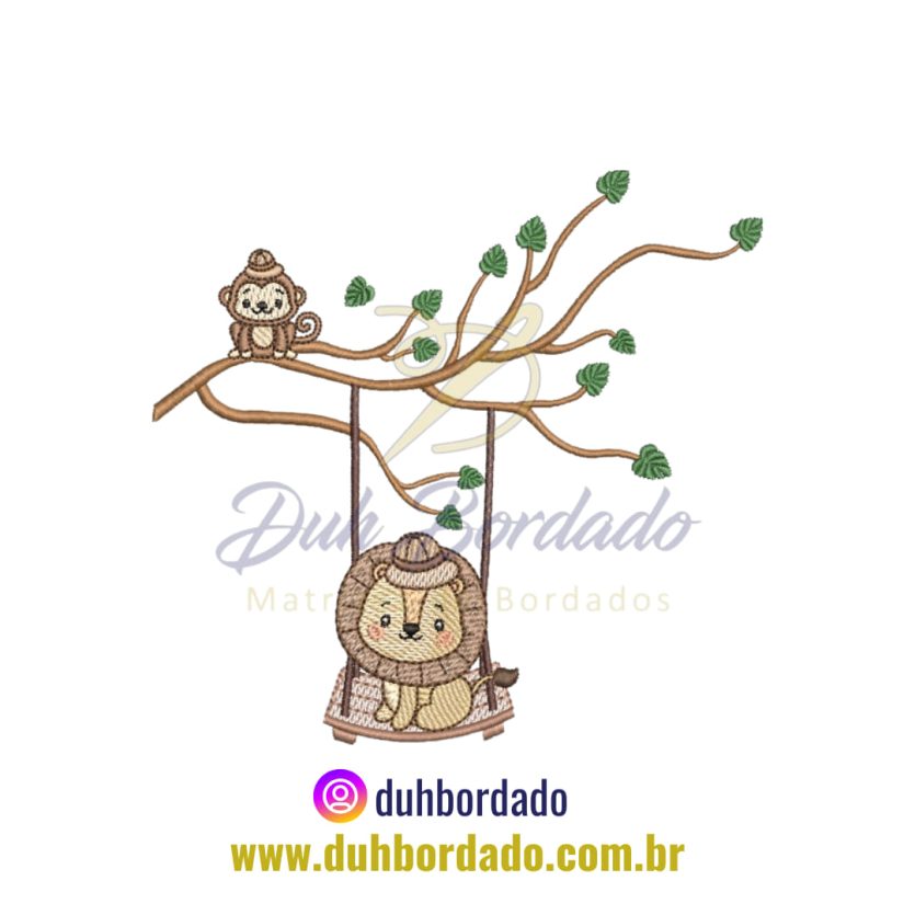 Matriz de Bordado de Leão e Macaco