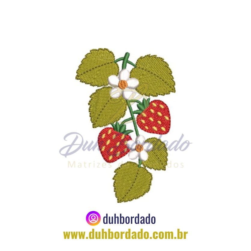Matriz de Bordado Folhas de Morango