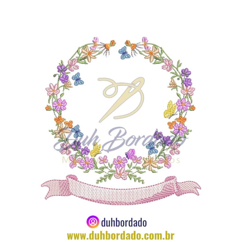 Matriz de Bordado de Moldura Floral