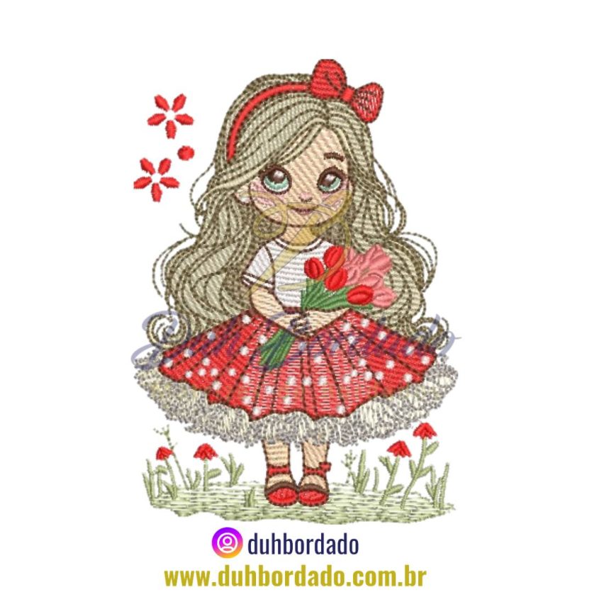 Matriz de bordado de Menina Floral