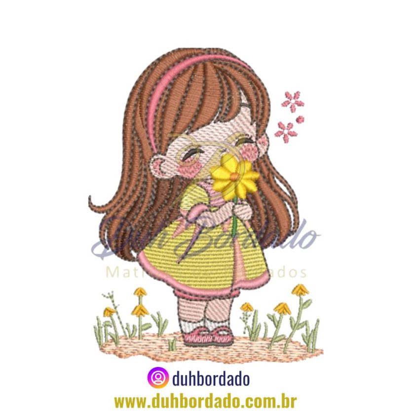 Matriz de bordado de Menina Floral