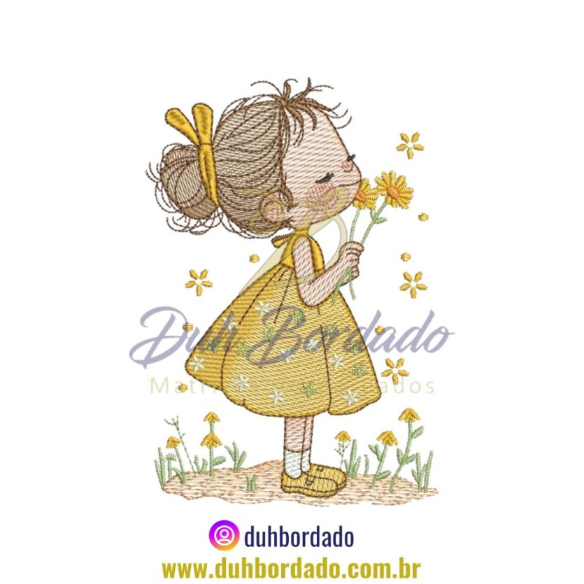Matriz de bordado de Menina Floral