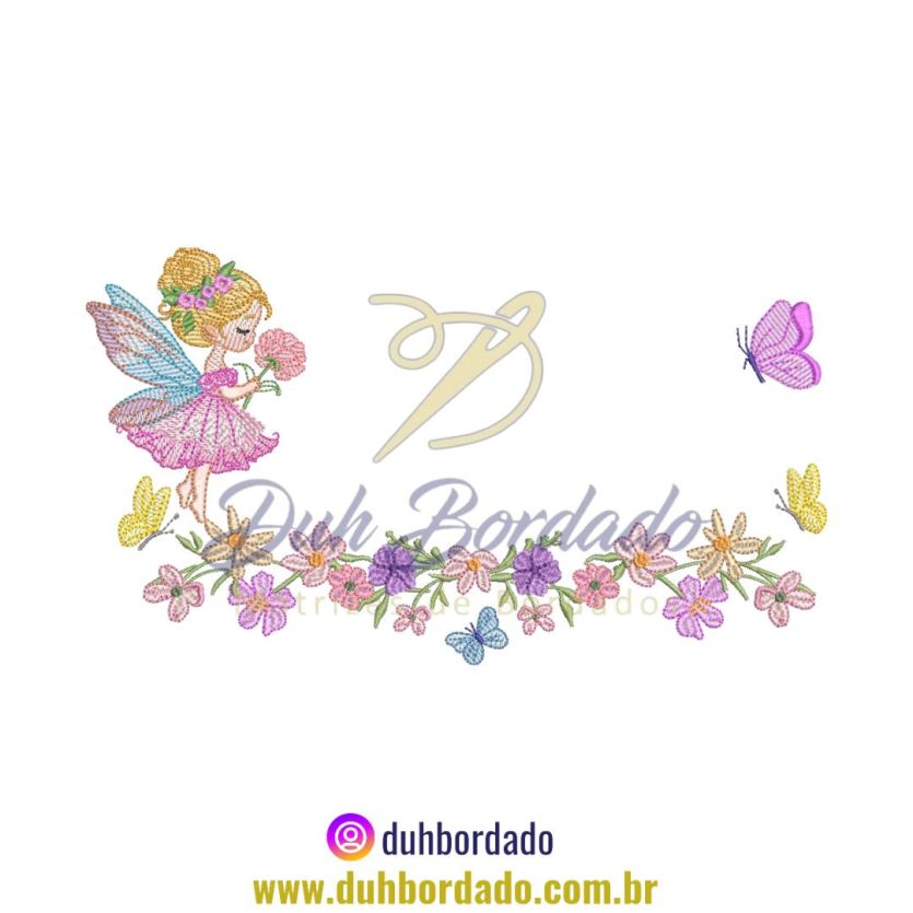 Matriz de Bordado de Fadinha Floral