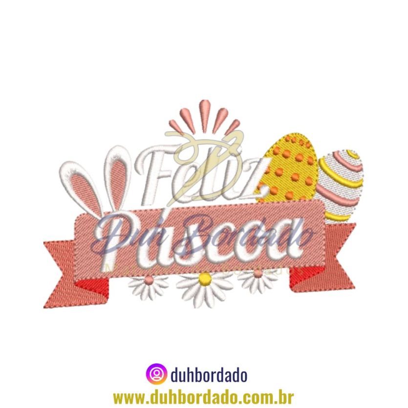 Matriz de Bordado de Feliz Páscoa
