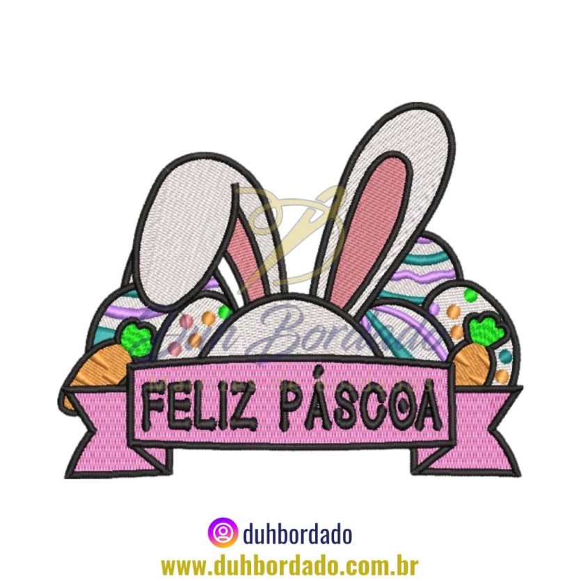 Matriz de Bordado de Feliz Páscoa