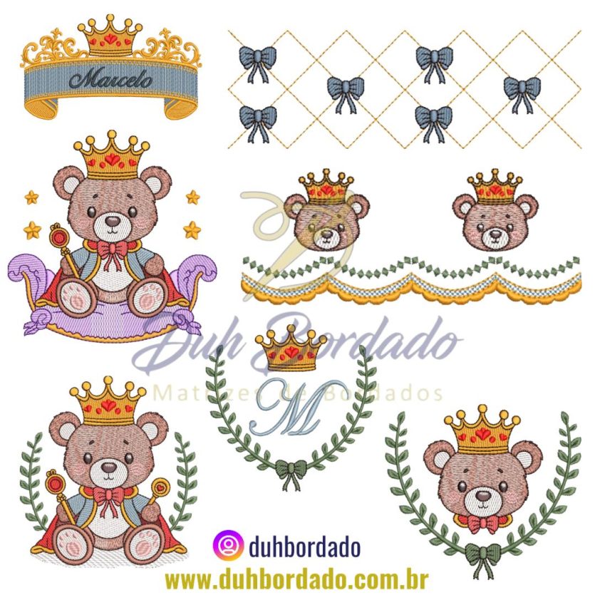 Coleção Matrizes de Bordados Ursinho Rei
