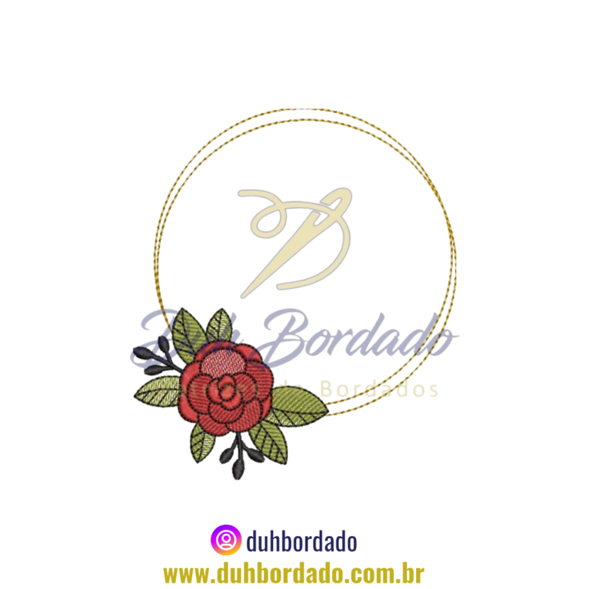 Matriz de Bordado Moldura Círculo Floral
