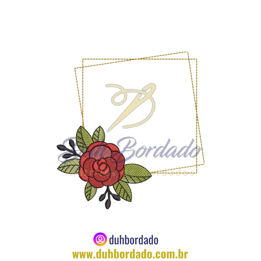Matriz de Bordado Moldura Quadrado Floral