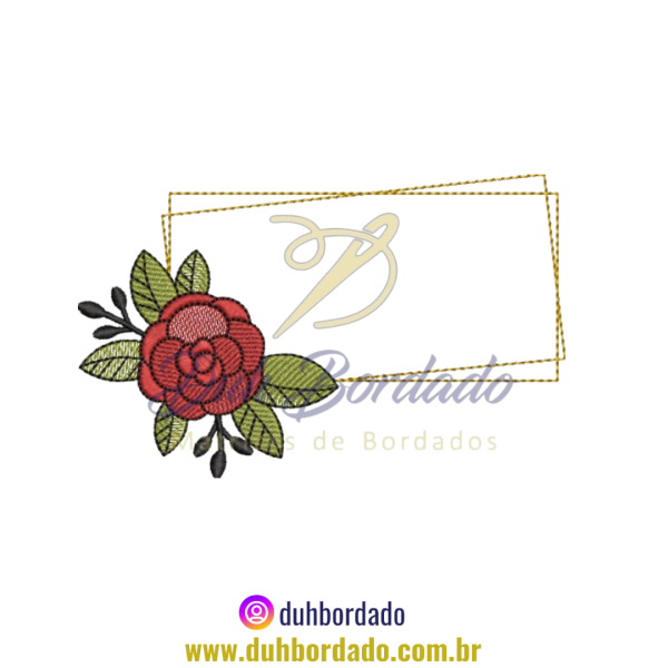 Matriz de Bordado Moldura Retângulo Floral