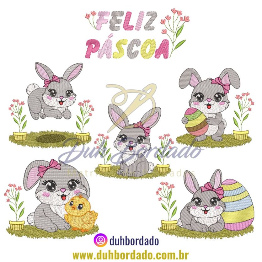 Coleção Matrizes de Bordados Coelha Páscoa