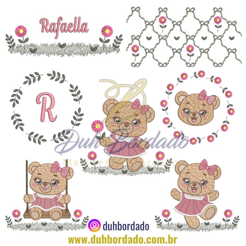 Coleção Matrizes de Bordados Ursinha Floral