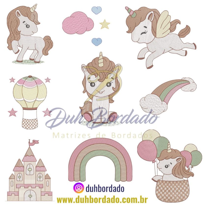 Coleção Matrizes de Bordados Unicórnios