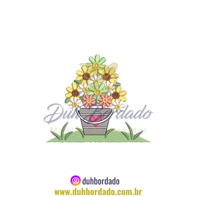 Matriz de Bordado de Balde Floral