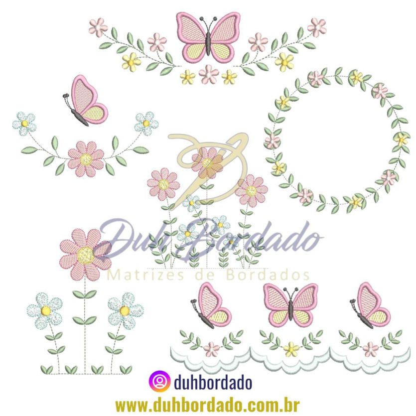 Coleção Matrizes de Bordados Borboletas Floral