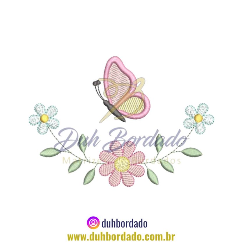 Matriz de Bordado de Borboleta Floral
