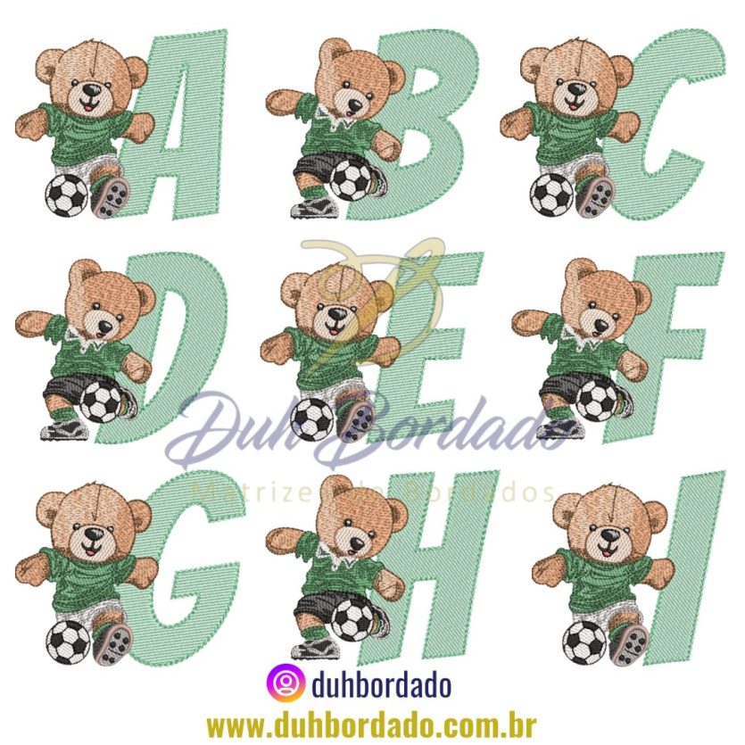 Coleção Matrizes de Bordado Alfabeto Urso