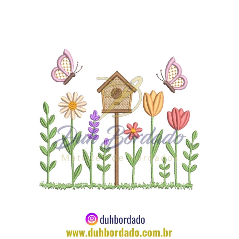 Matriz de Bordado de Jardim Floral