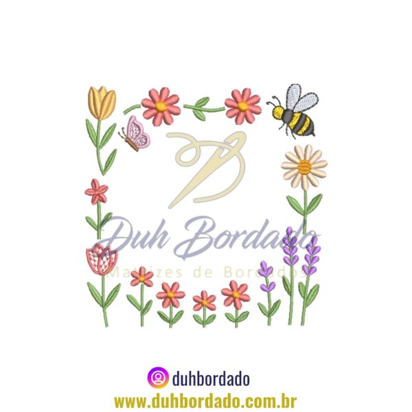 Matriz de Bordado de Moldura Floral