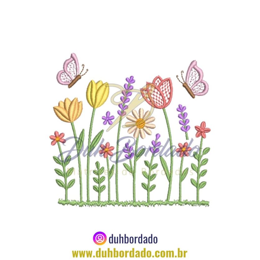 Matriz de Bordado de Jardim Floral