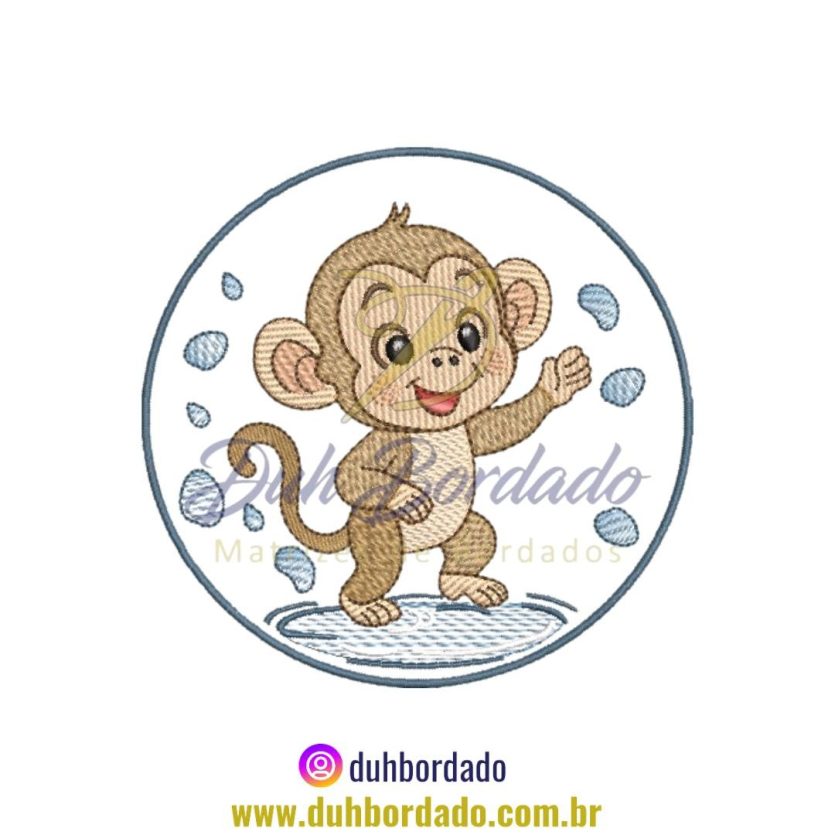 Matriz de Bordado de Macaco Na Bolha