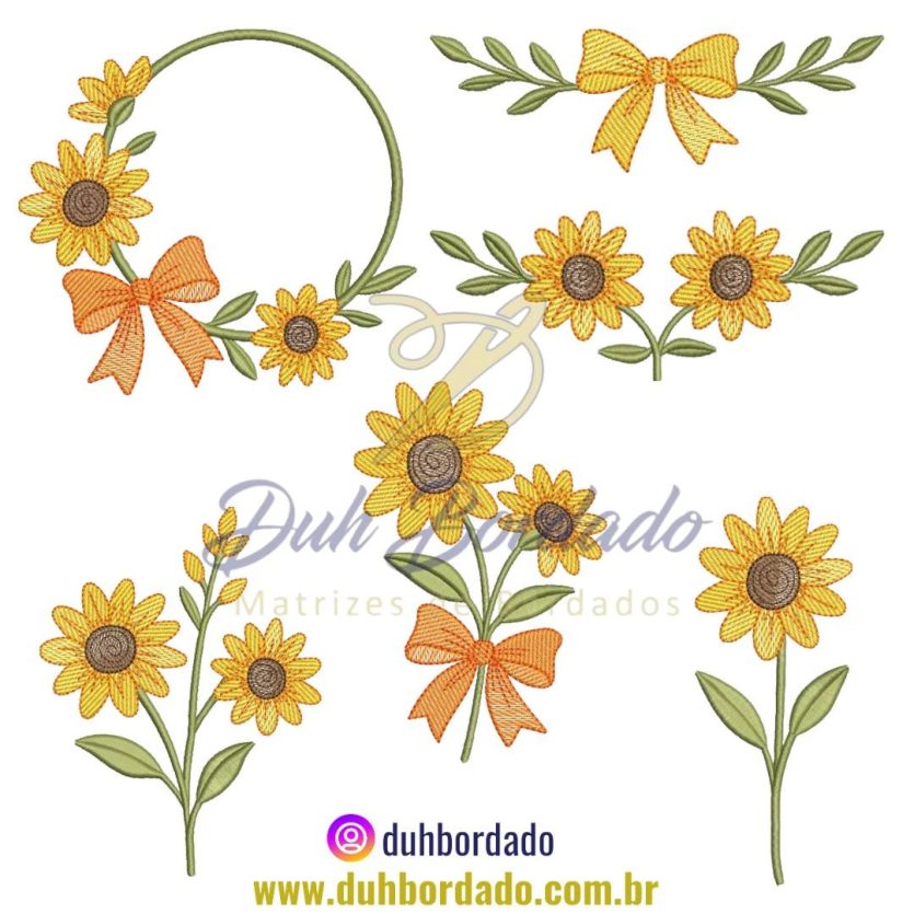 Coleção Matrizes de Bordados de Girassol