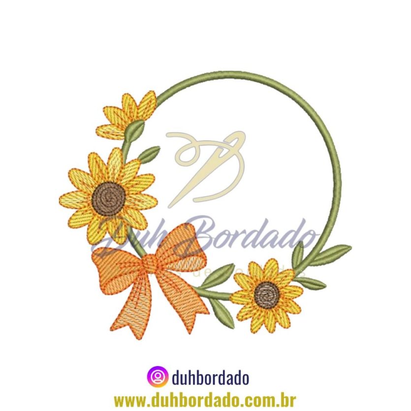 Matriz de Bordado de Moldura De Girassol