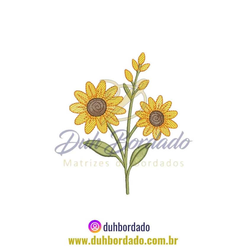 Matriz de Bordado de Girassóis e Ramo