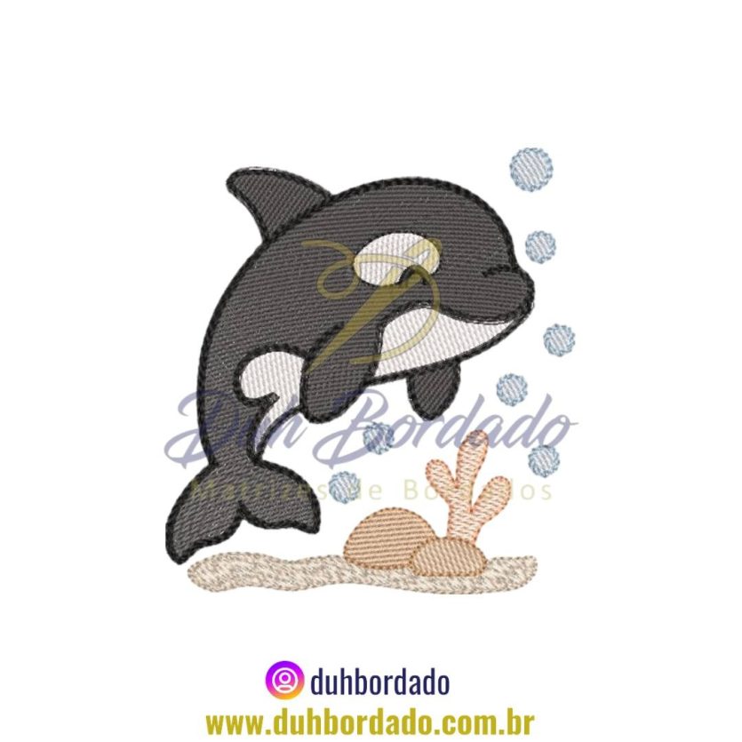 Matriz de Bordado de Baleia Orca