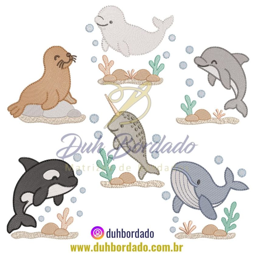 Coleção Matrizes de Bordados de Animais Marinhos