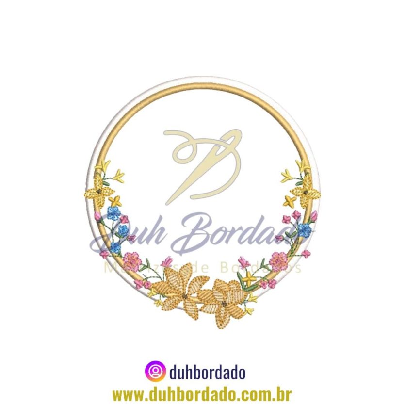 Matriz de Bordado de Moldura de Flores