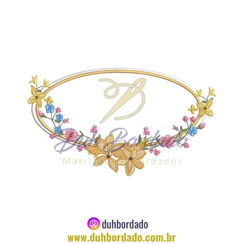 Matriz de Bordado de Moldura Floral