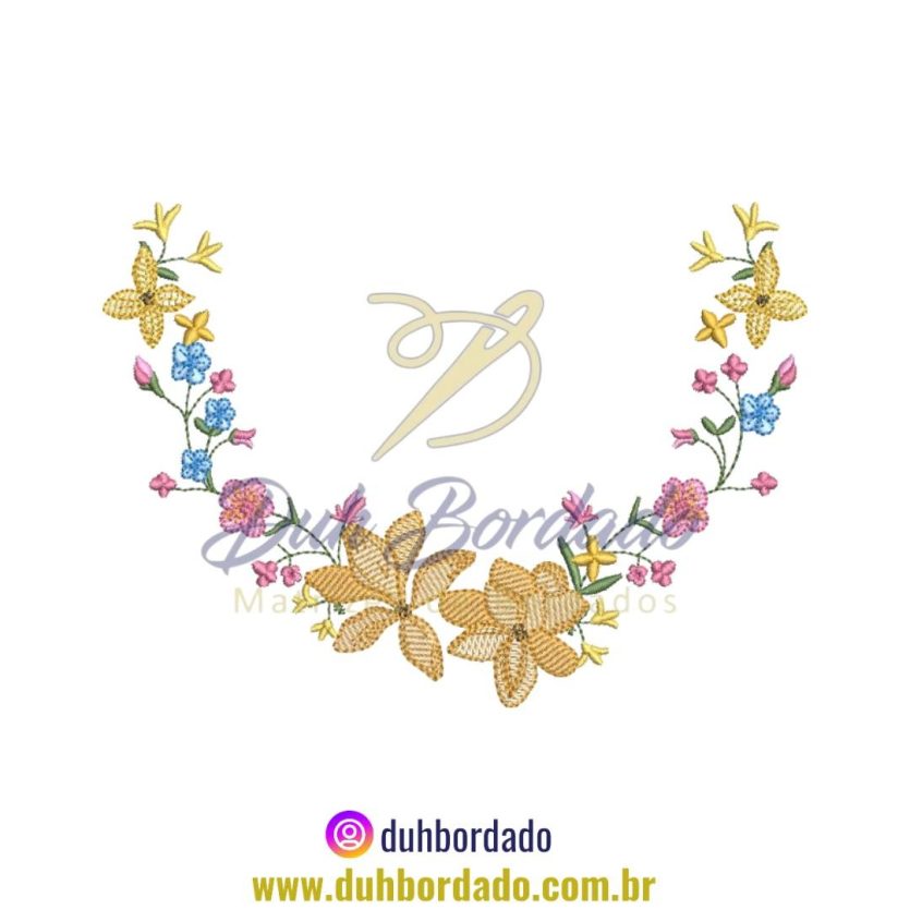 Matriz de Bordado de Ramo de Flores