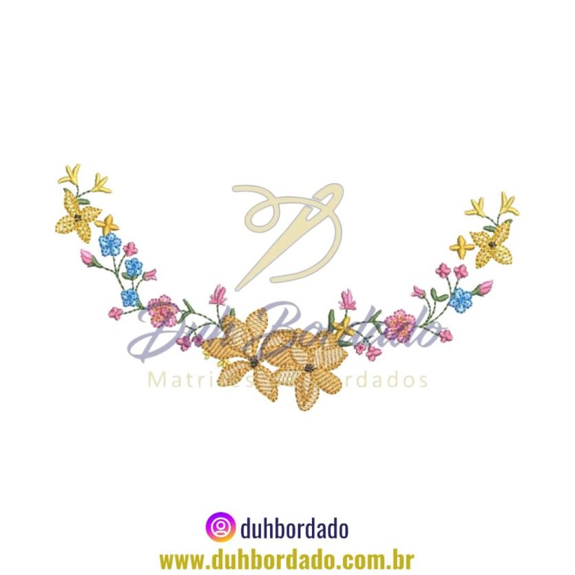 Matriz de Bordado de Ramo de Flores