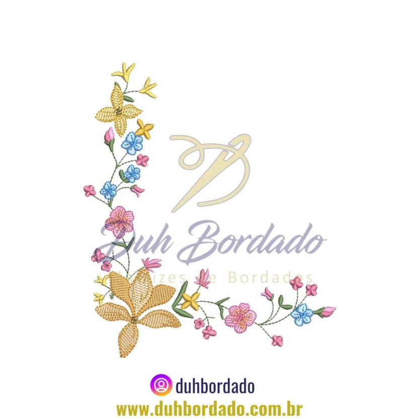 Matriz de Bordado de Ramo de Flores