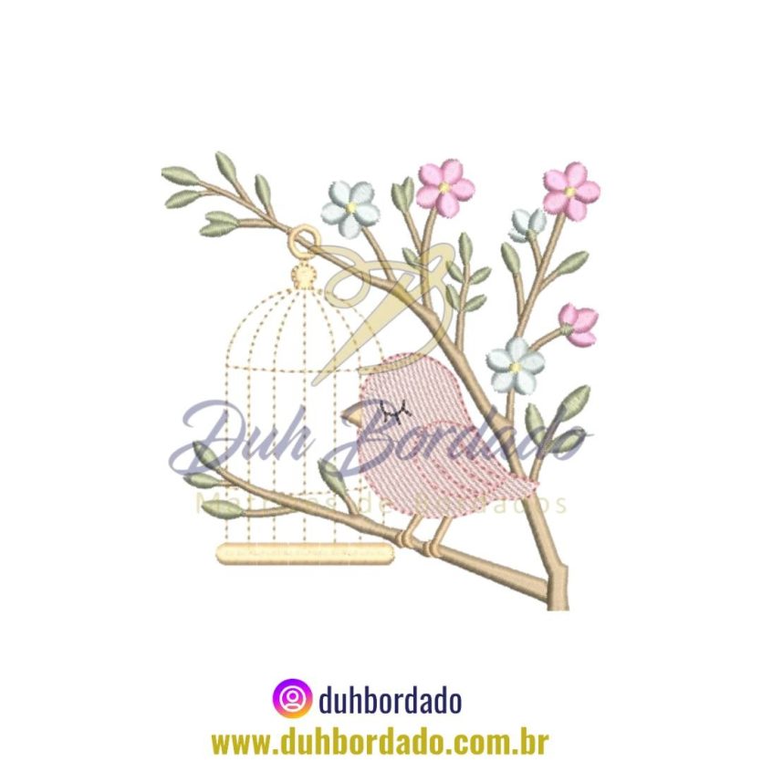 Matriz de Bordado Passarinho Delicado