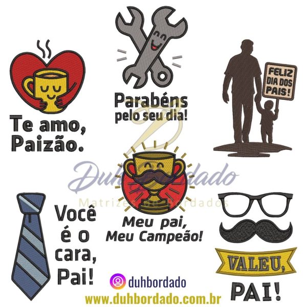 Coleção Matrizes de Bordados Frases Dia dos Pais
