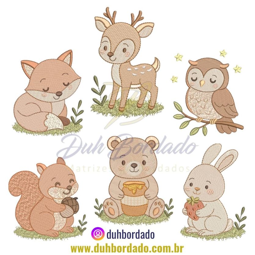 Coleção Matrizes de Bordados de Animais Fofinhos