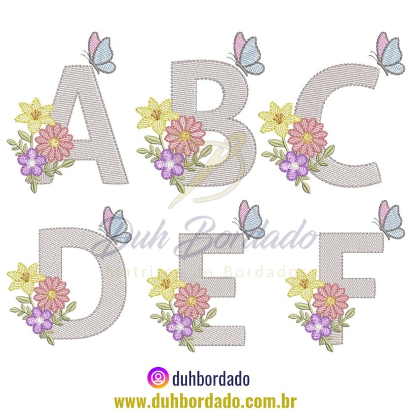 Coleção Matrizes de Bordado Alfabeto Floral