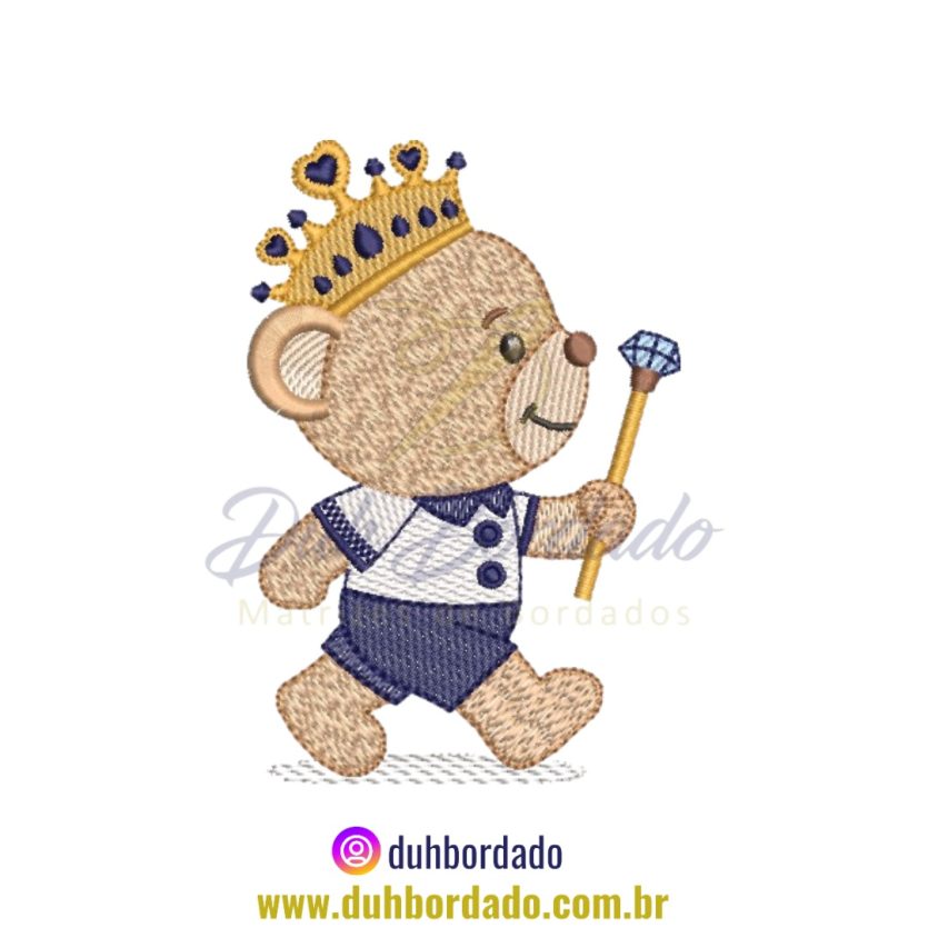 Matriz de Bordado de Ursinho Príncipe Infantil