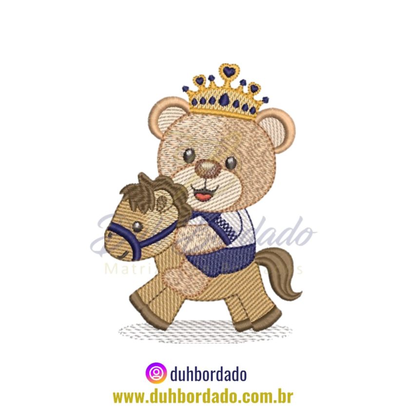 Matriz de Bordado de Ursinho Príncipe Infantil