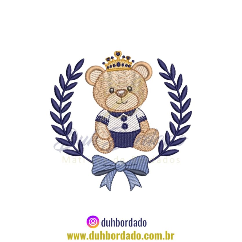 Matriz de Bordado de Ursinho Príncipe Moldura Ramos