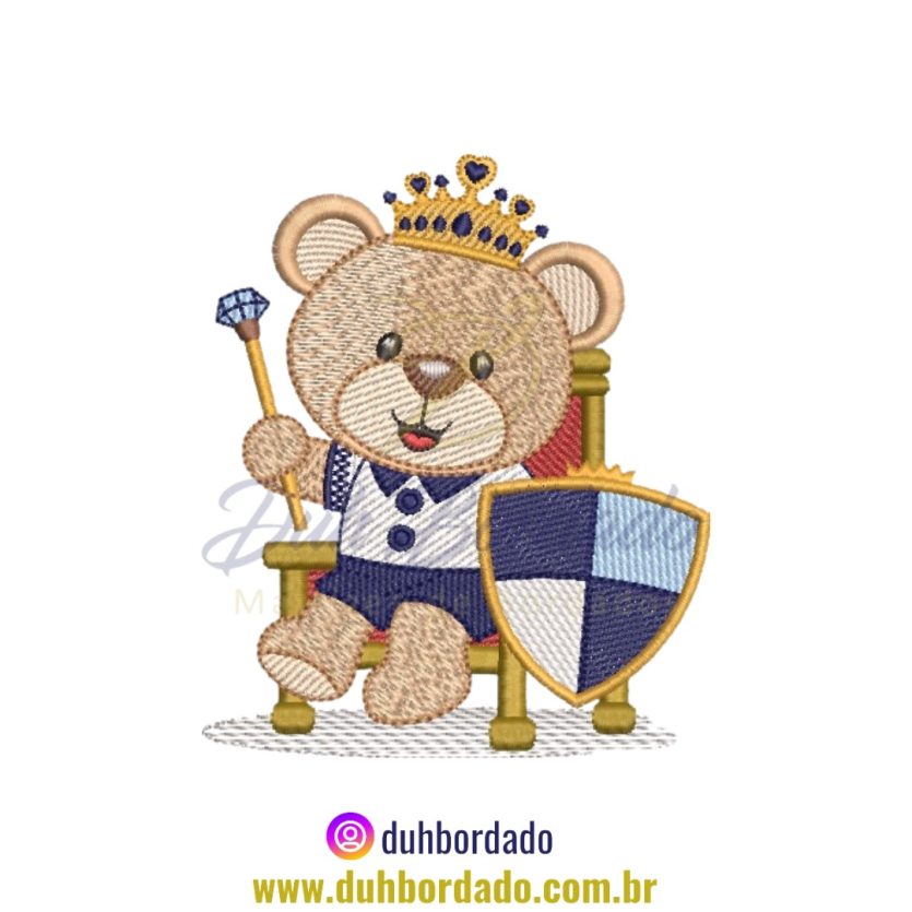 Matriz de Bordado de Ursinho Príncipe Trono