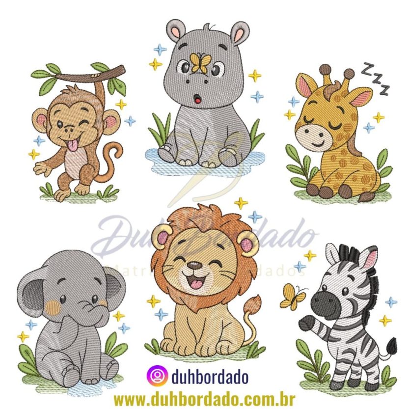 Coleção Matrizes de Bordados de Animais Safari