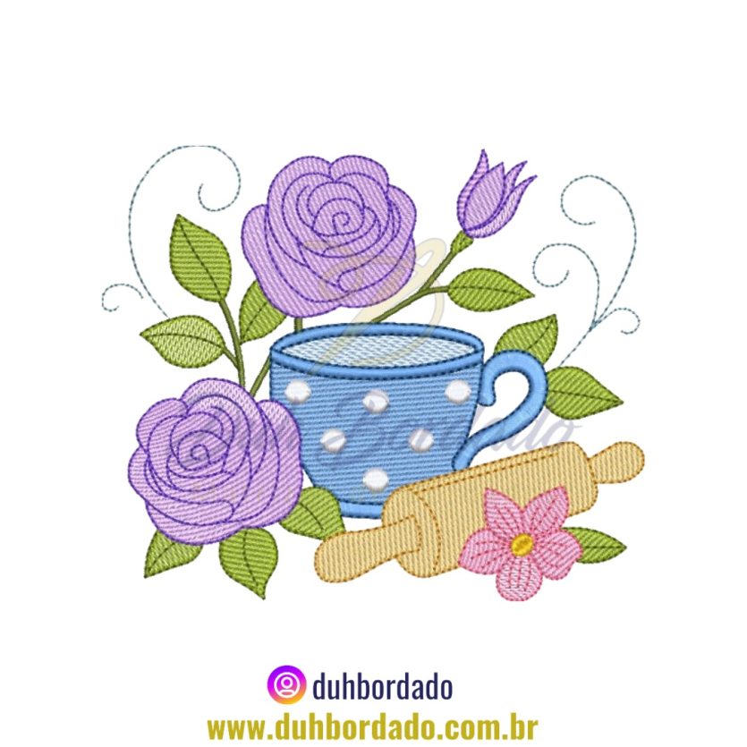 Matriz de Bordado de Xícara Cozinha
