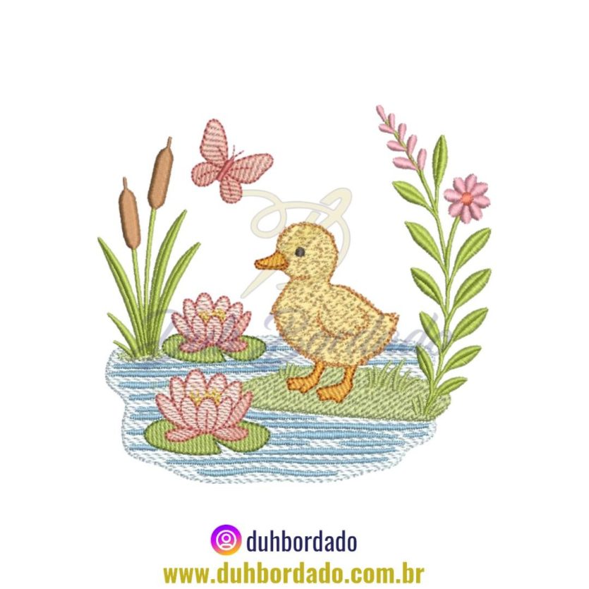 Matriz de Bordado de Pato No Lago