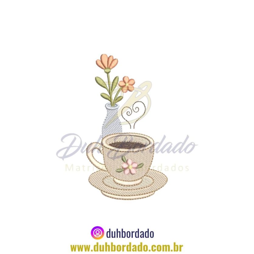 Matriz de Bordado de Cozinha Xícara de Café