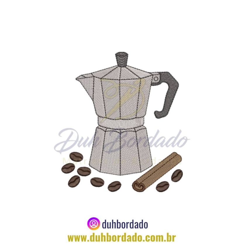 Matriz de Bordado de Cafeteira Cozinha